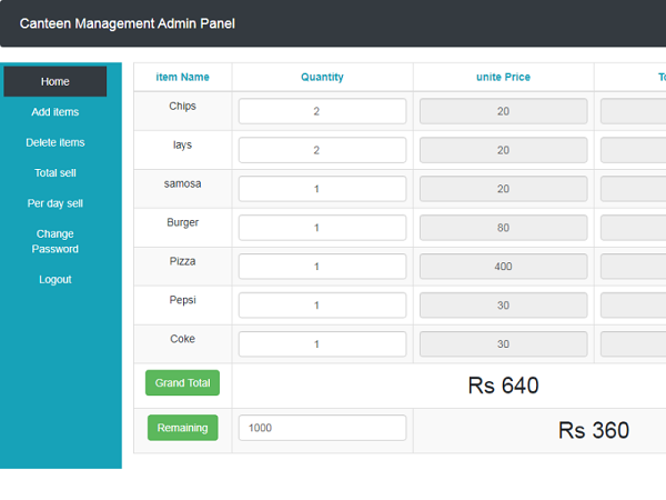 Canteen Management System ( PHP )